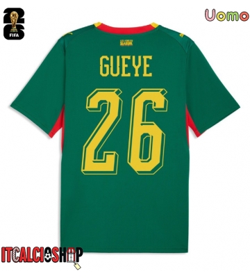 Senegal Pape Gueye #26 Seconda Maglia Mondiali 2026 Manica Corta